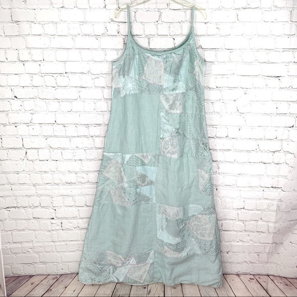 Euc-tera Bora Designer Italian Linen PatchWork Lagenlook Fully Lined Maxi Dress - Picture 1 of 16